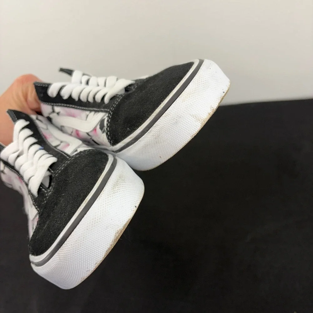 Vans Old Skool Pink Floral Checkerboard Low Top Skate Shoes Mens 8 Womens 9.5 - Picture 7 of 9